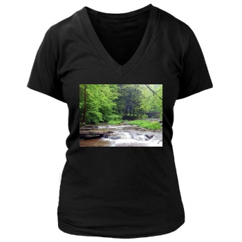 Waterfalls Women's Deep V-Neck TShirt