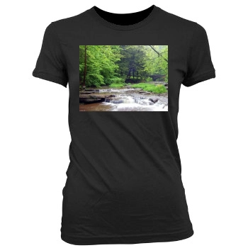 Waterfalls Women's Junior Cut Crewneck T-Shirt