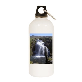 Waterfalls White Water Bottle With Carabiner