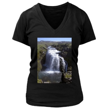 Waterfalls Women's Deep V-Neck TShirt