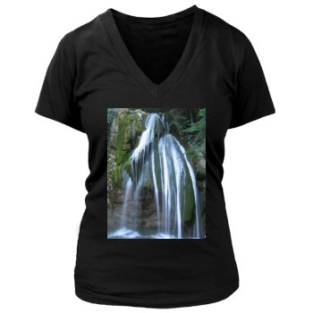 Waterfalls Women's Deep V-Neck TShirt