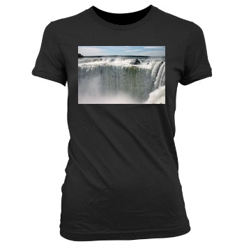 Waterfalls Women's Junior Cut Crewneck T-Shirt