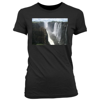 Waterfalls Women's Junior Cut Crewneck T-Shirt