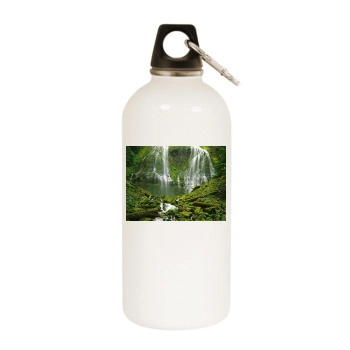 Waterfalls White Water Bottle With Carabiner