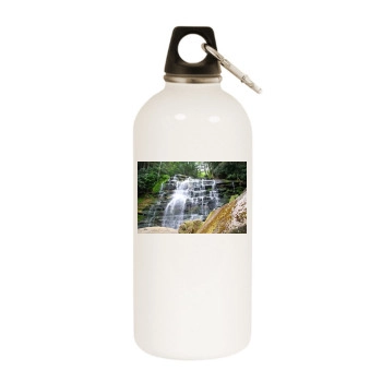 Waterfalls White Water Bottle With Carabiner