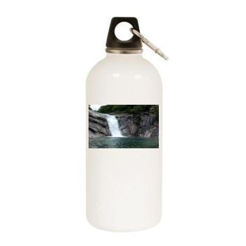 Waterfalls White Water Bottle With Carabiner