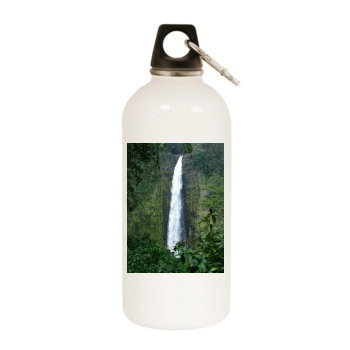 Waterfalls White Water Bottle With Carabiner