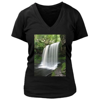 Waterfalls Women's Deep V-Neck TShirt