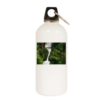 Waterfalls White Water Bottle With Carabiner