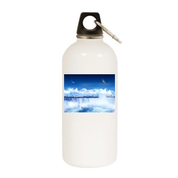 Waterfalls White Water Bottle With Carabiner