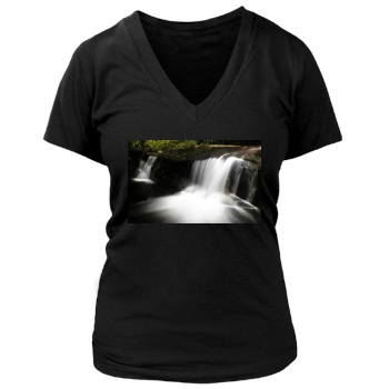 Waterfalls Women's Deep V-Neck TShirt