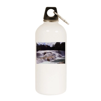 Waterfalls White Water Bottle With Carabiner