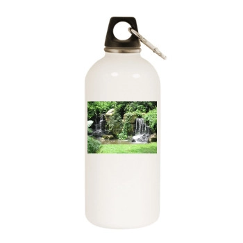 Waterfalls White Water Bottle With Carabiner