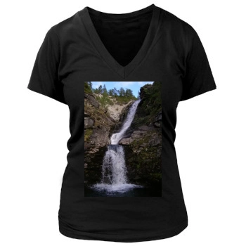 Waterfalls Women's Deep V-Neck TShirt