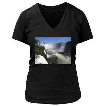 Waterfalls Women's Deep V-Neck TShirt