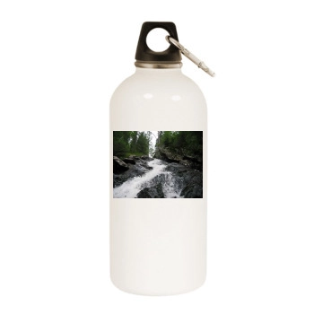 Waterfalls White Water Bottle With Carabiner