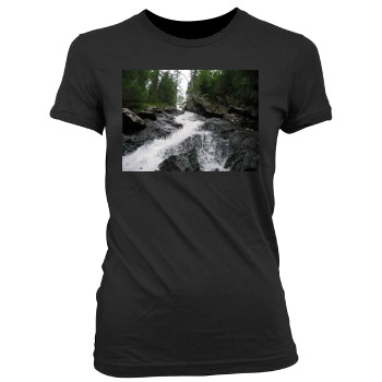 Waterfalls Women's Junior Cut Crewneck T-Shirt