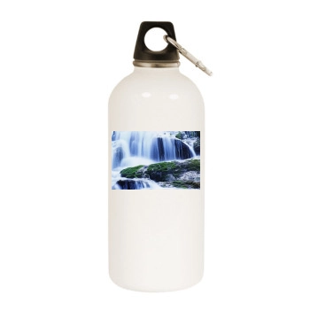 Waterfalls White Water Bottle With Carabiner