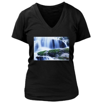 Waterfalls Women's Deep V-Neck TShirt