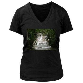 Waterfalls Women's Deep V-Neck TShirt