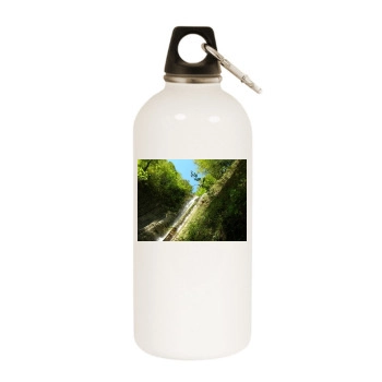 Waterfalls White Water Bottle With Carabiner