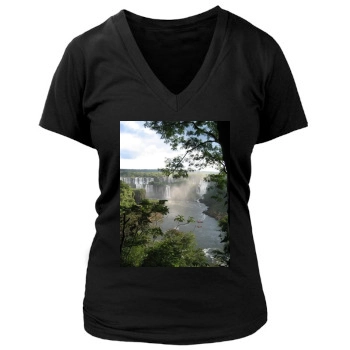 Waterfalls Women's Deep V-Neck TShirt