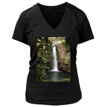 Waterfalls Women's Deep V-Neck TShirt