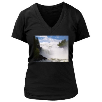 Waterfalls Women's Deep V-Neck TShirt