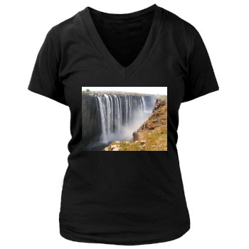 Waterfalls Women's Deep V-Neck TShirt