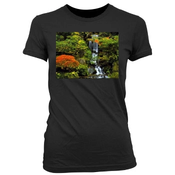 Waterfalls Women's Junior Cut Crewneck T-Shirt