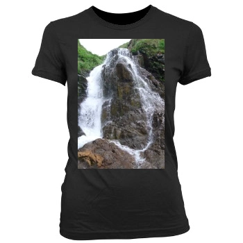 Waterfalls Women's Junior Cut Crewneck T-Shirt