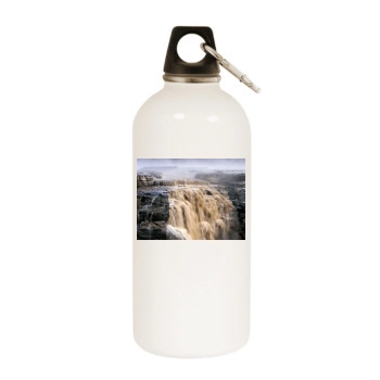 Waterfalls White Water Bottle With Carabiner