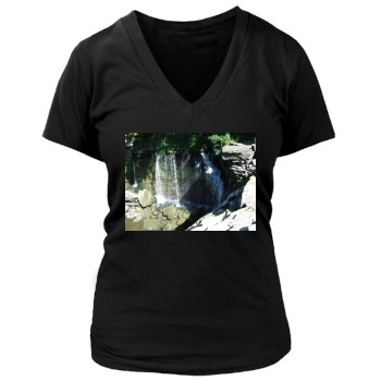 Waterfalls Women's Deep V-Neck TShirt