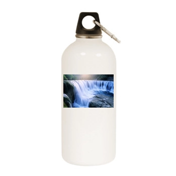 Waterfalls White Water Bottle With Carabiner