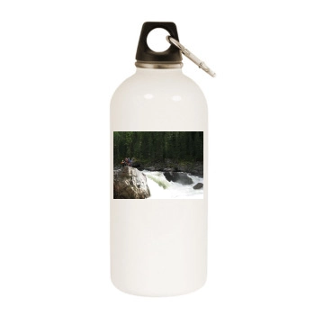 Waterfalls White Water Bottle With Carabiner