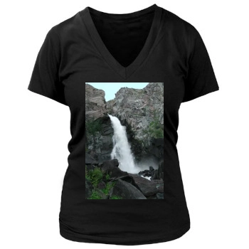 Waterfalls Women's Deep V-Neck TShirt