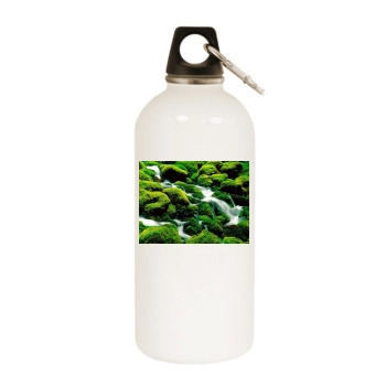 Waterfalls White Water Bottle With Carabiner