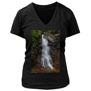 Waterfalls Women's Deep V-Neck TShirt