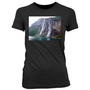 Waterfalls Women's Junior Cut Crewneck T-Shirt