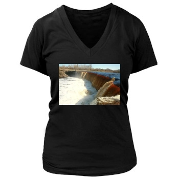 Waterfalls Women's Deep V-Neck TShirt