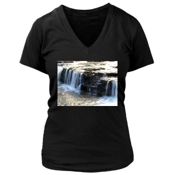 Waterfalls Women's Deep V-Neck TShirt