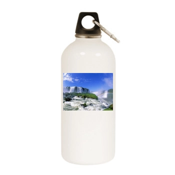 Waterfalls White Water Bottle With Carabiner