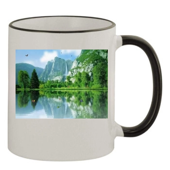 Waterfalls 11oz Colored Rim & Handle Mug