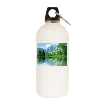 Waterfalls White Water Bottle With Carabiner