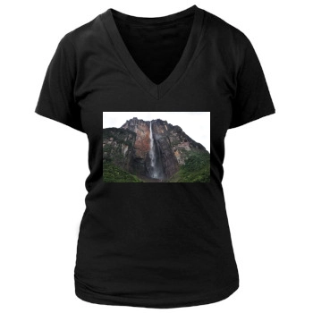 Waterfalls Women's Deep V-Neck TShirt