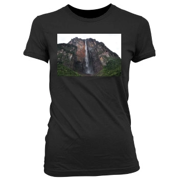 Waterfalls Women's Junior Cut Crewneck T-Shirt