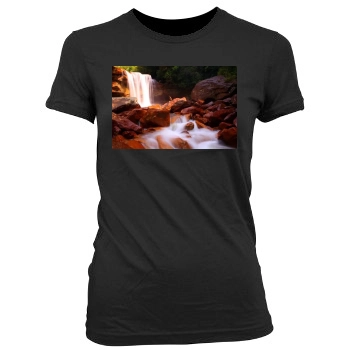 Waterfalls Women's Junior Cut Crewneck T-Shirt