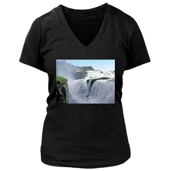 Waterfalls Women's Deep V-Neck TShirt