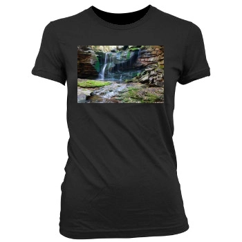 Waterfalls Women's Junior Cut Crewneck T-Shirt