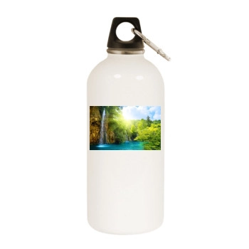 Waterfalls White Water Bottle With Carabiner